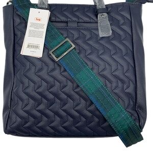 Lug Navy Quilted Tote with Tartan Strap